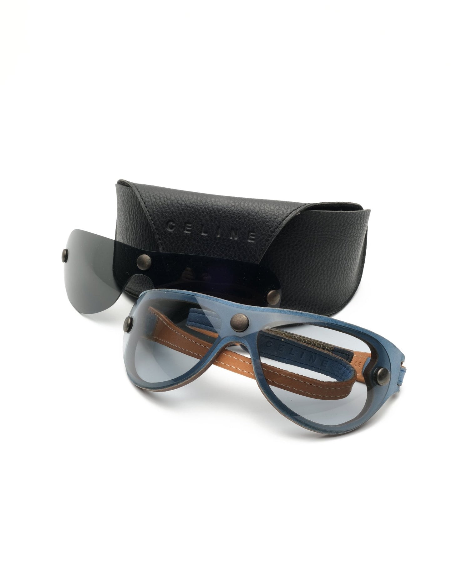 Celine - Celine Spring 2000 leather mask vintage Sunglasses – The Dryads