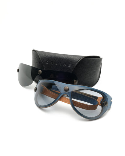 Celine - Celine Spring 2000 leather mask vintage Sunglasses – The Dryads